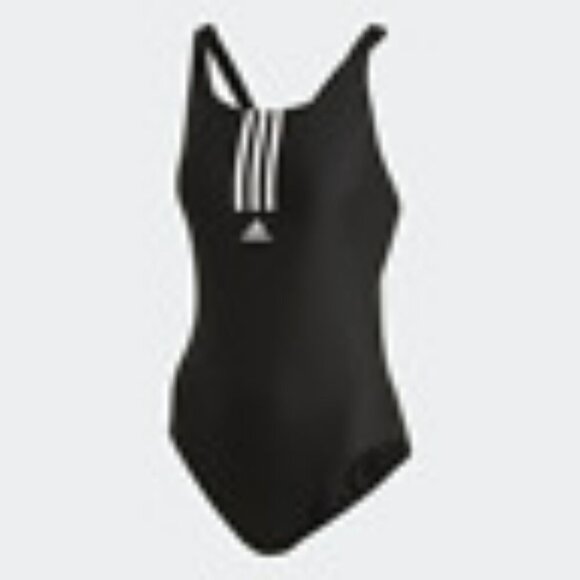 ADIDAS MID 3- STRIPES INFINITEX OPEN-BACK ONE PIECE SWIMSUIT BLACK JUNIOR US 32" - Picture 2 of 8